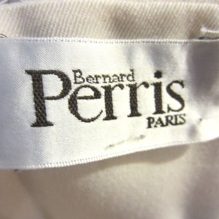 BERNARD PERRIS Creme Dress with Navy Leather Trim 2