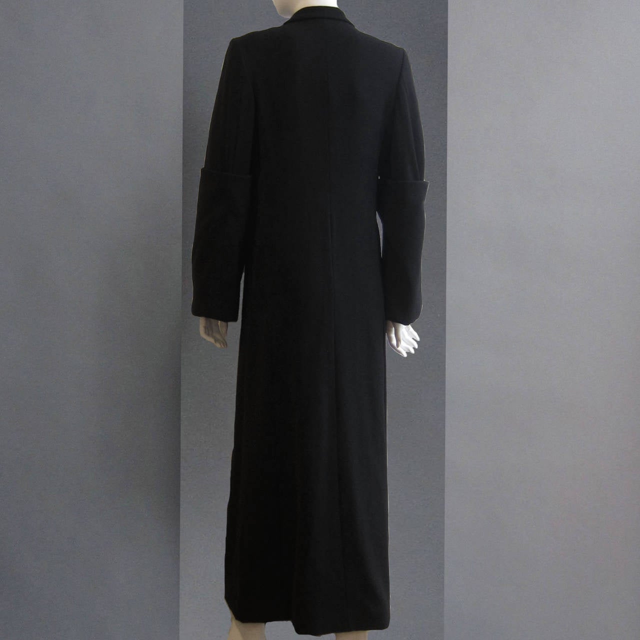 1992 COMME DES GARCONS Black Floor Length Coat with Exaggerated Cuff Detail In Excellent Condition In New York, NY