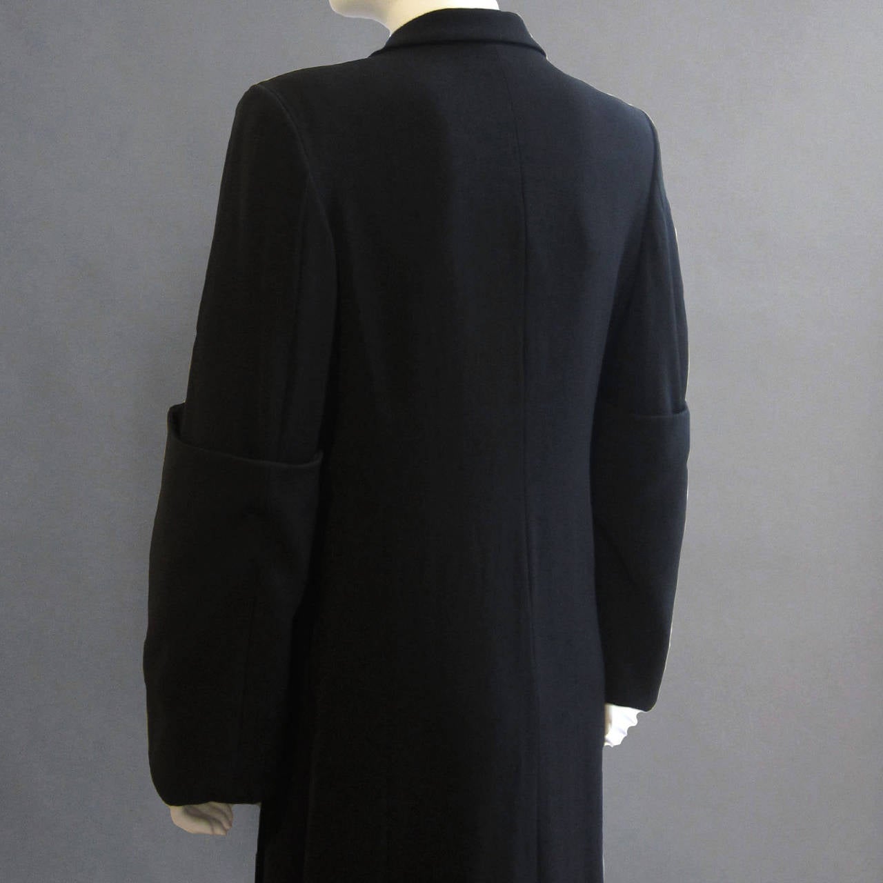 Women's 1992 COMME DES GARCONS Black Floor Length Coat with Exaggerated Cuff Detail