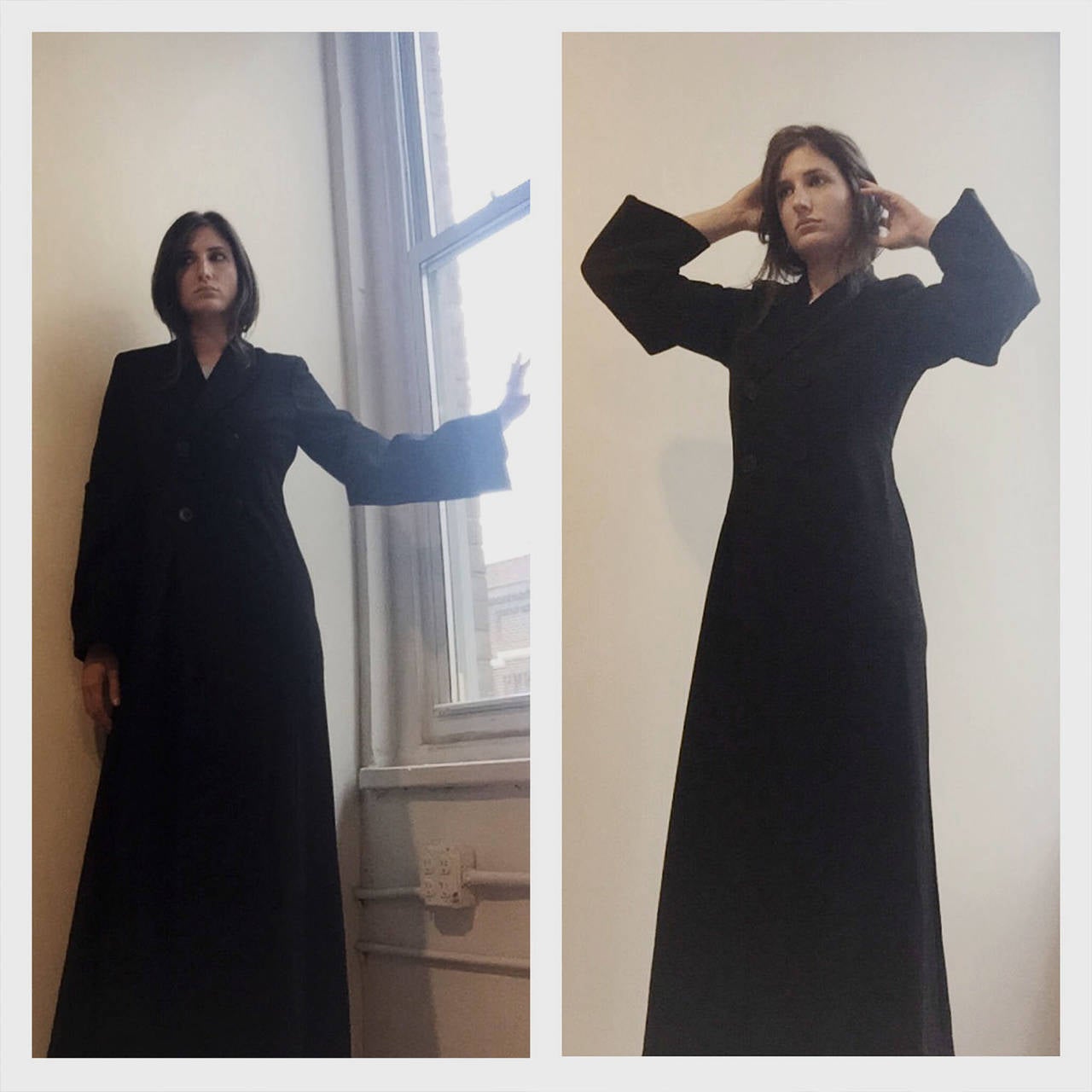 1992 COMME DES GARCONS Black Floor Length Coat with Exaggerated Cuff Detail 1