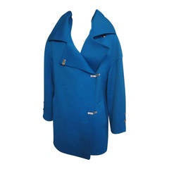 1980s CLAUDE MONTANA Teal Coat