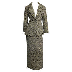 1960s LILLIE ANNE Floral Print Lame Maxi Skirt & Jacket