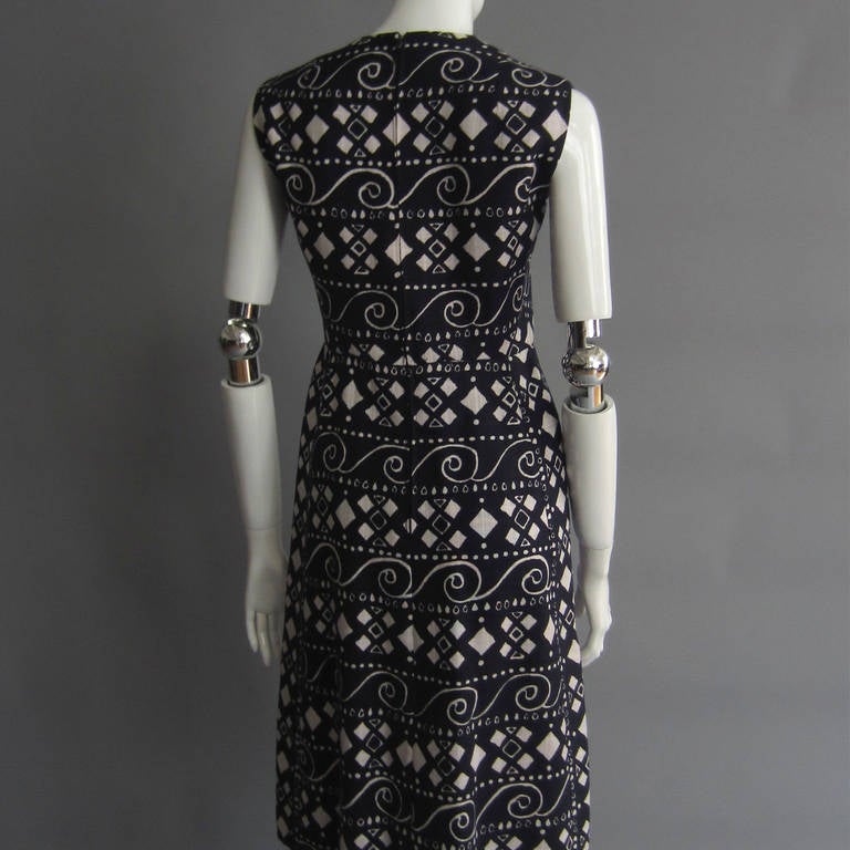 PAULINE TRIGERE Navy and White Graphic Print Dress