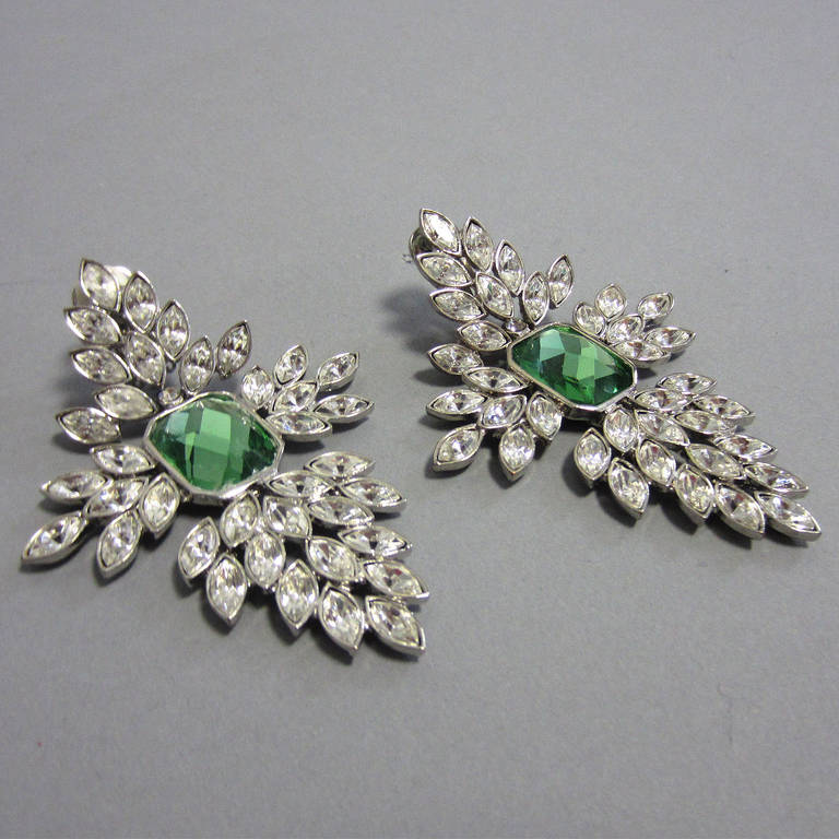 SCAASI Rhinestone Statement Earrings In Excellent Condition In New York, NY