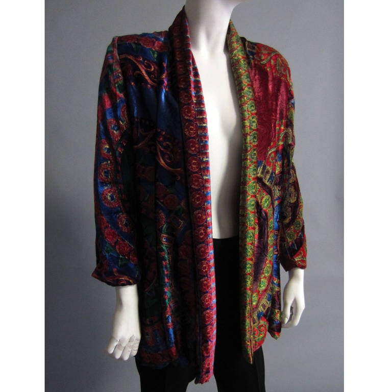 GIANNI VERSACE Velvet Printed Blazer For Sale at 1stdibs