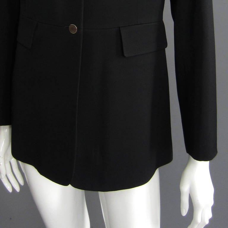 HERMES Black Wool Riding Style Jacket In Excellent Condition For Sale In New York, NY