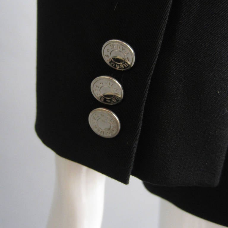 HERMES Black Wool Riding Style Jacket For Sale 5