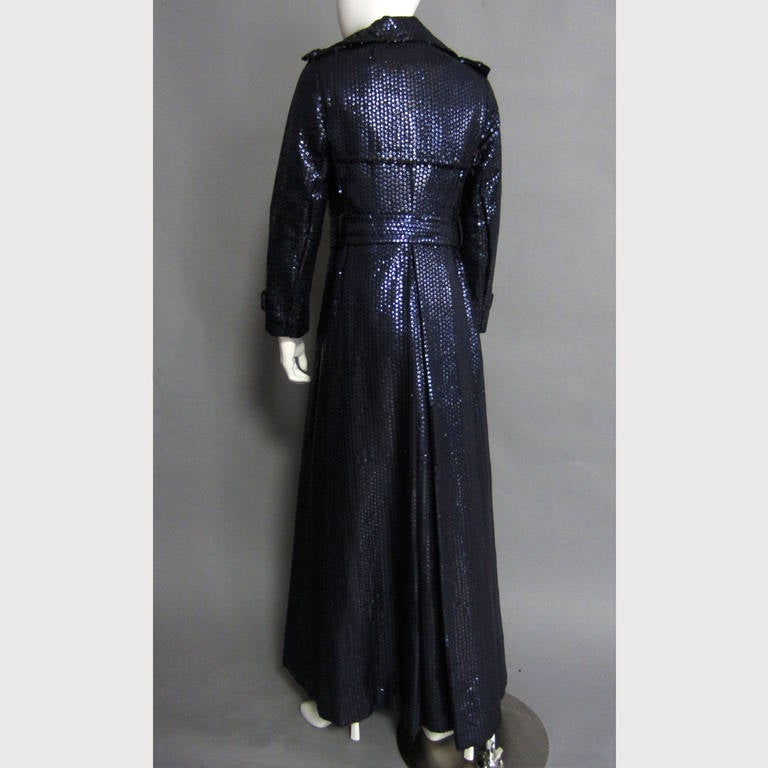 Women's BILL BLASS for BOND St. Navy Sequin Trench Coat