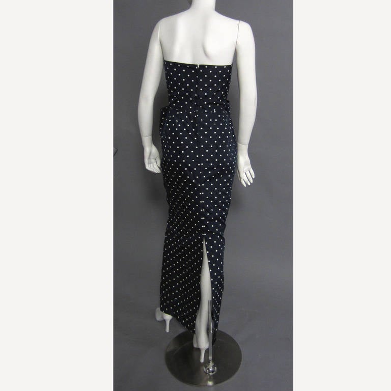 Women's VICTOR COSTA Polka Dot Gown with Bow Detail
