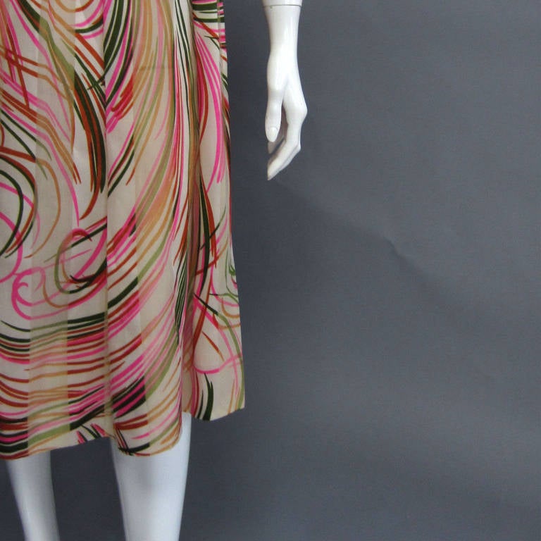 PAULINE TRIGERE Silk Chiffon Streamer Print Dress In Excellent Condition For Sale In New York, NY