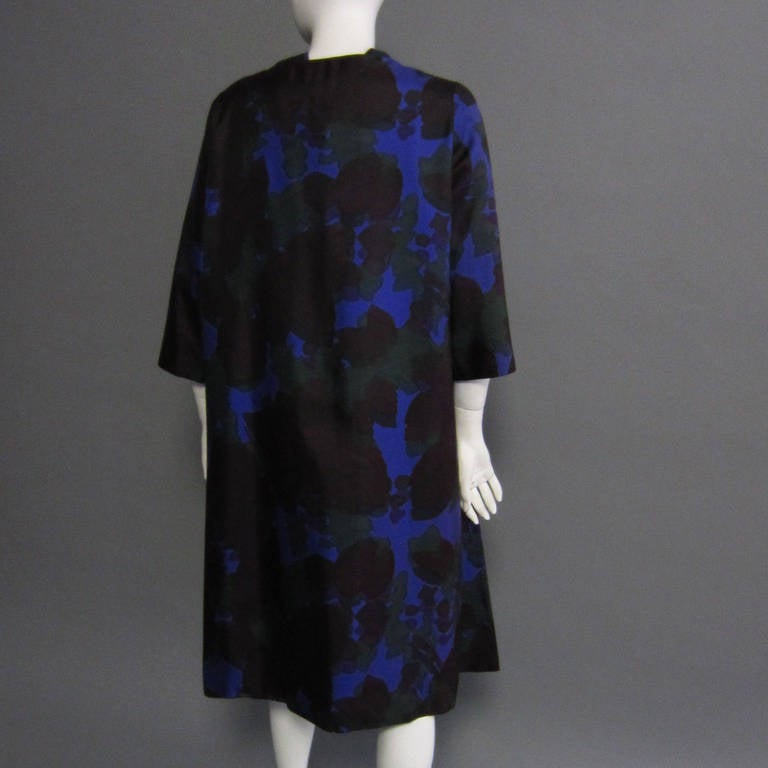 Late 1950s/Early 1960s JEANNE LANVIN Couture Silk Dress and Coat Ensemble For Sale 1