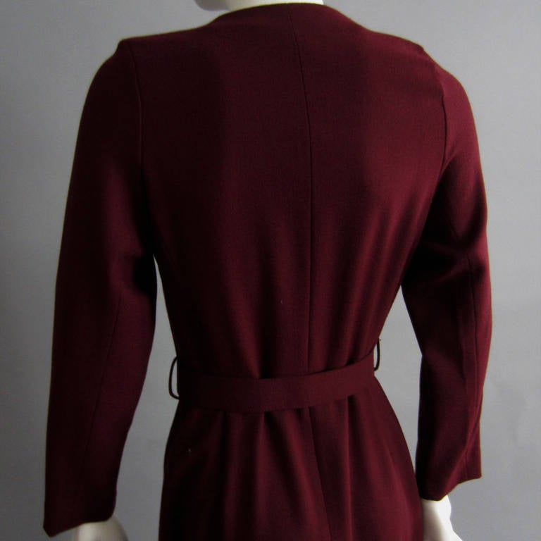 Herve Bernard by Bernard Holtzman Burgundy Wool Double Breated Dress 1