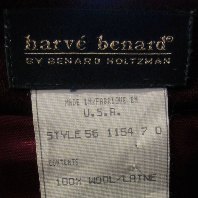 Herve Bernard by Bernard Holtzman Burgundy Wool Double Breated Dress 2