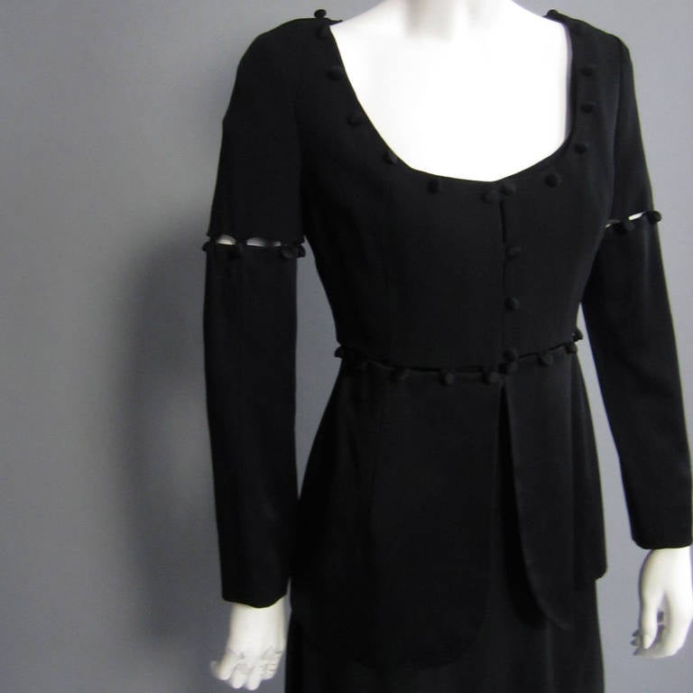 Black MOSCHINO Detachable Button and Loop Dress and Coat Ensemble For Sale