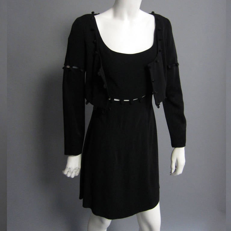 MOSCHINO Detachable Button and Loop Dress and Coat Ensemble In Excellent Condition For Sale In New York, NY