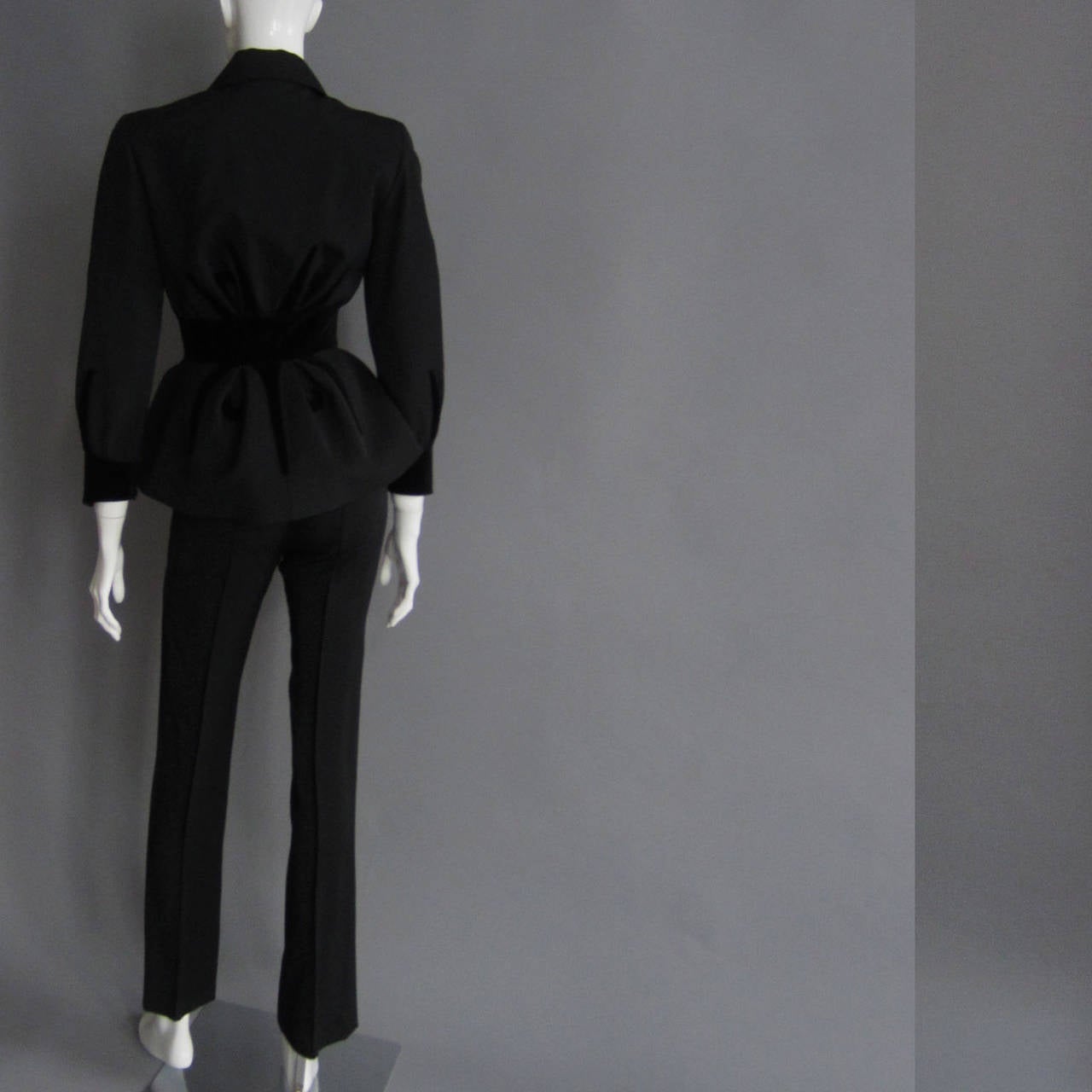 THIERRY MUGLER Black Pant Suit with Velvet Detailing 1
