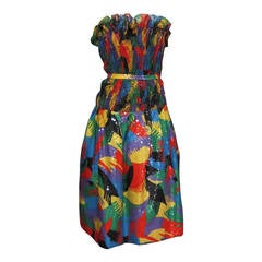 SCAASI Multi Color Lace and Sequin Cocktail Dress