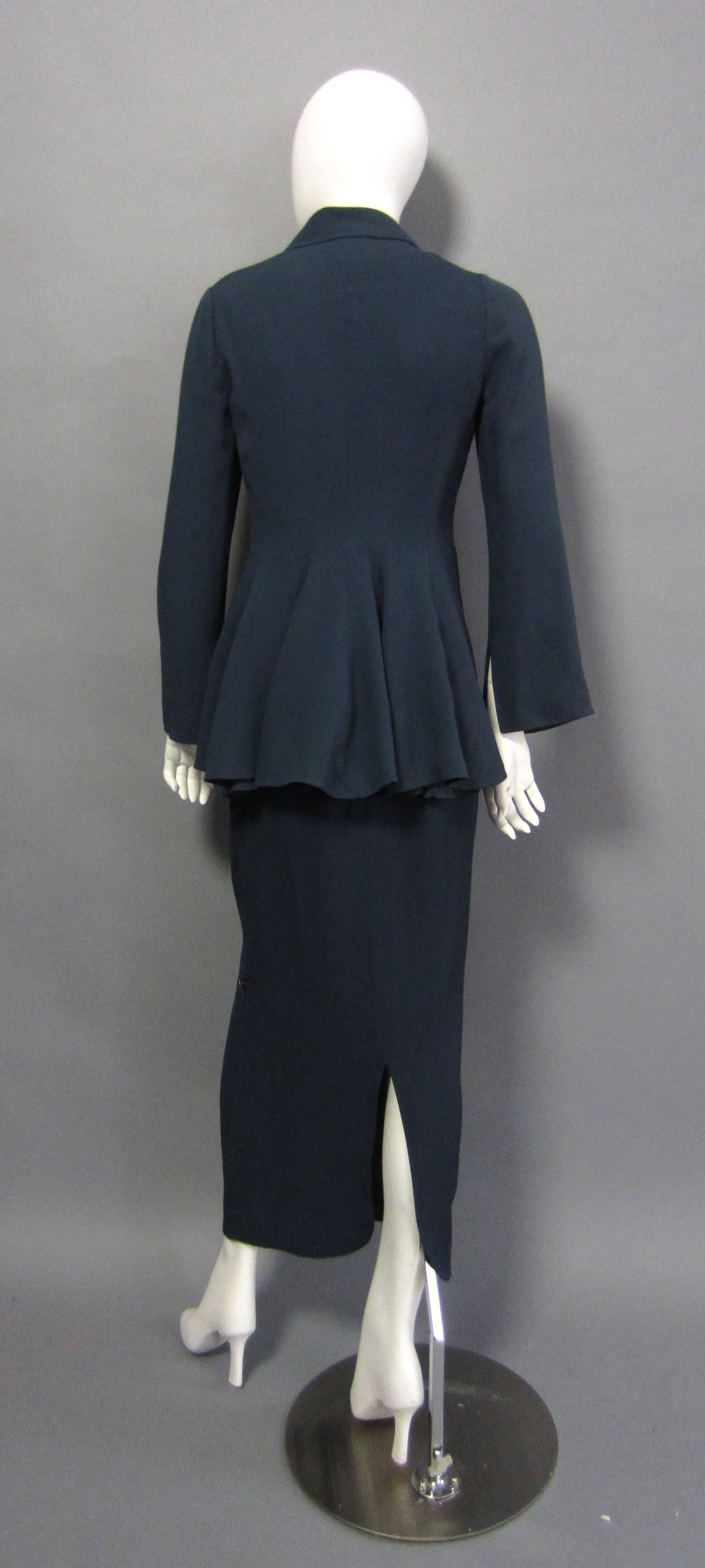 Black CHLOE 3 piece Ensemble with Jacket, Top & Skirt with Button Detail For Sale