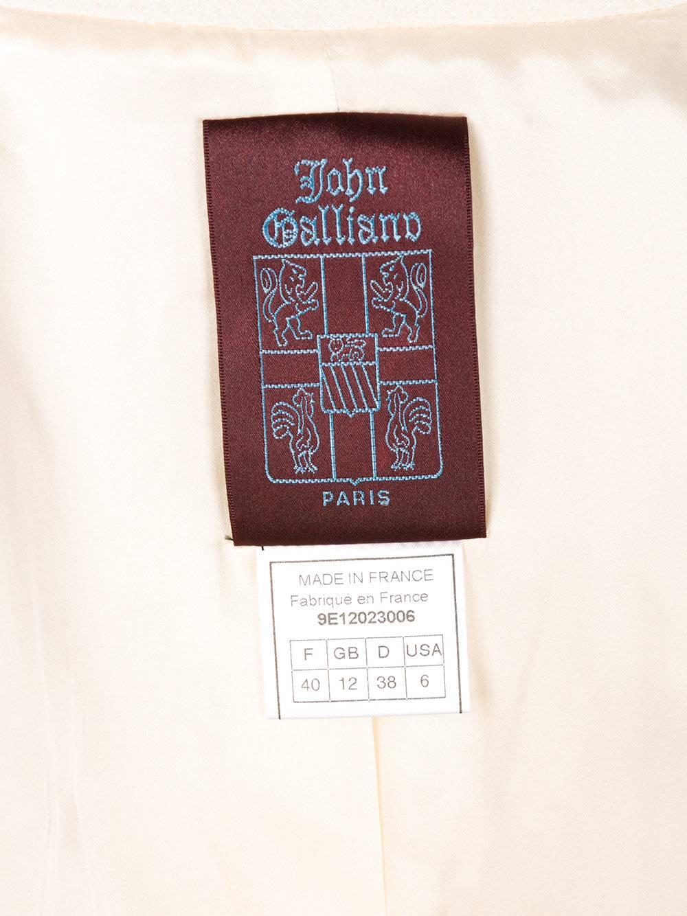 White 1990s JOHN GALLIANO cut-out detail silk fitted jacket For Sale
