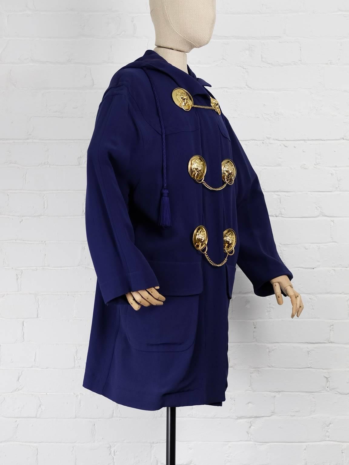 1980's MOSCHINO medal embellished light coat In Excellent Condition For Sale In London, GB