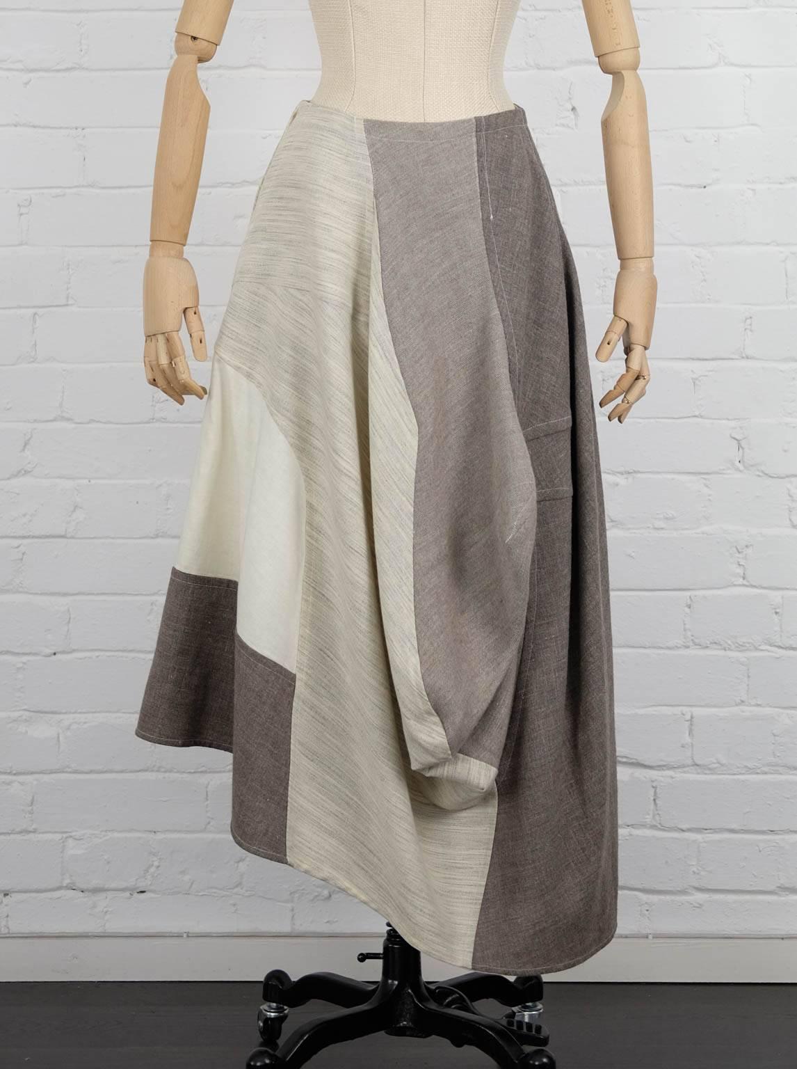 Gray 1998 COMME DES GARÇONS Mixed fabric skirt For Sale