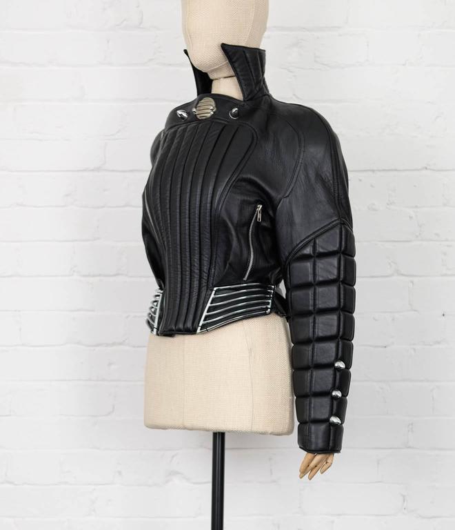 80's THIERRY MUGLER Leather padded bomber jacket For Sale at 1stDibs ...