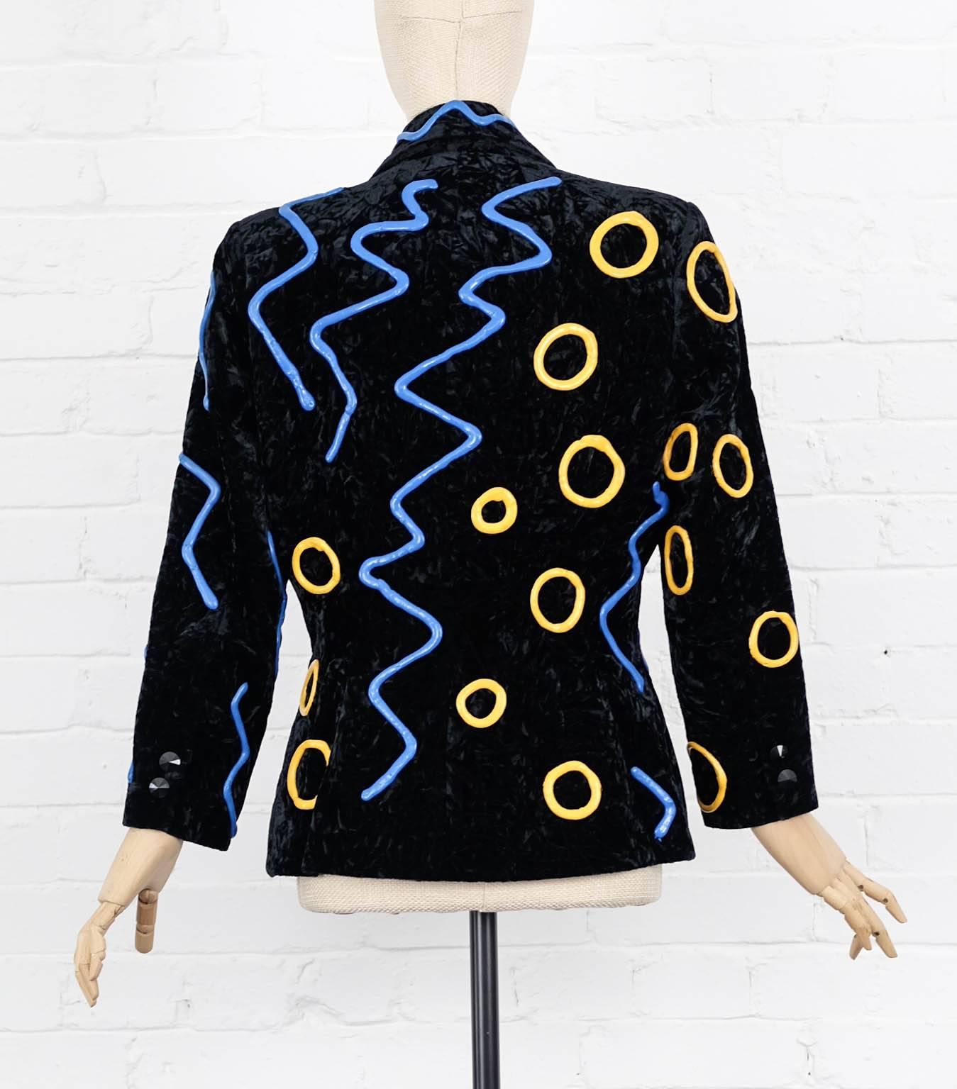 1980s KANSAI YAMAMOTO  rubber patterned velvet jacket In Excellent Condition For Sale In London, GB