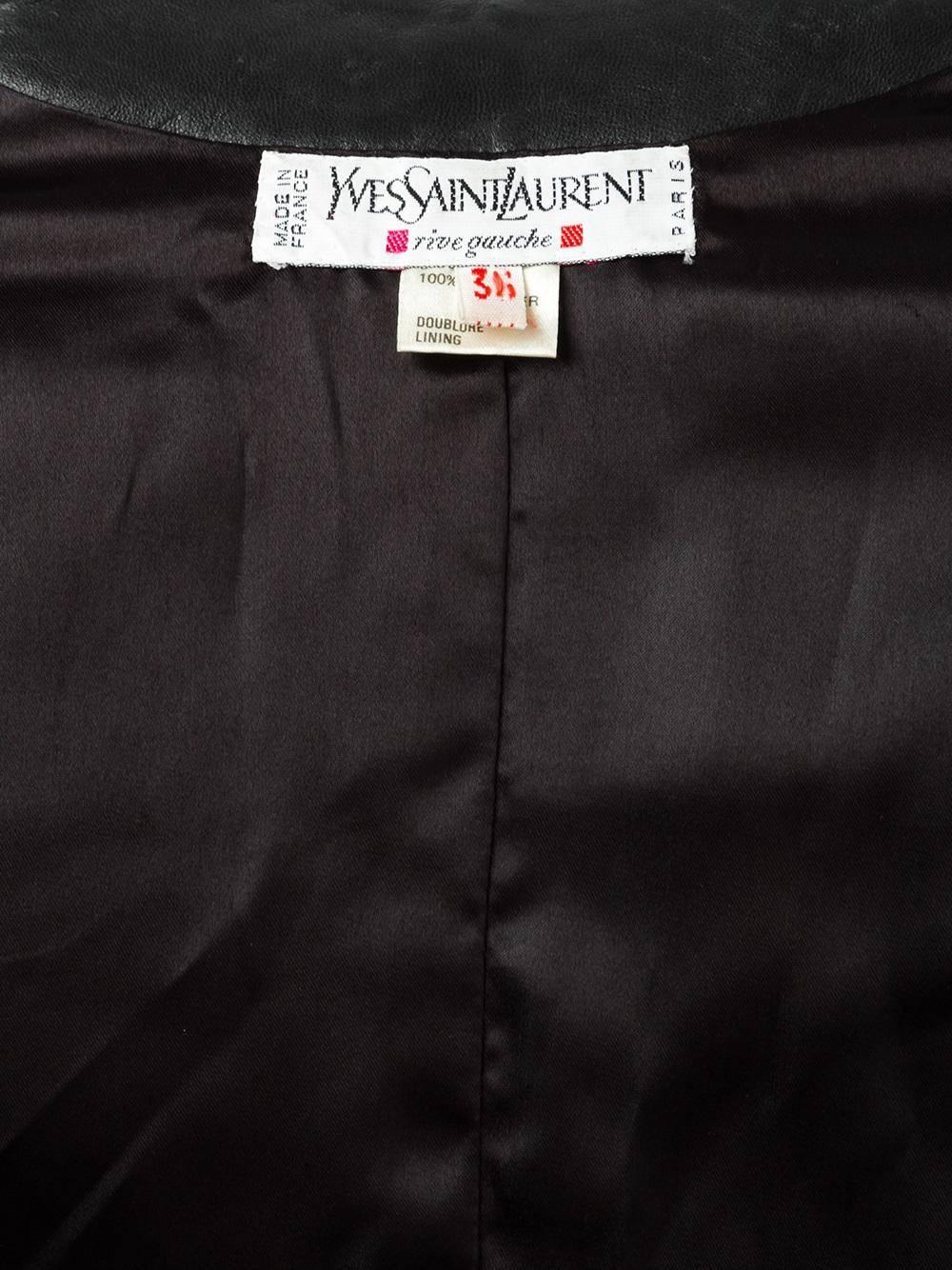 Women's 80's YVES SAINT LAURENT RIVE GAUCHE Black studded trim leather jacket For Sale