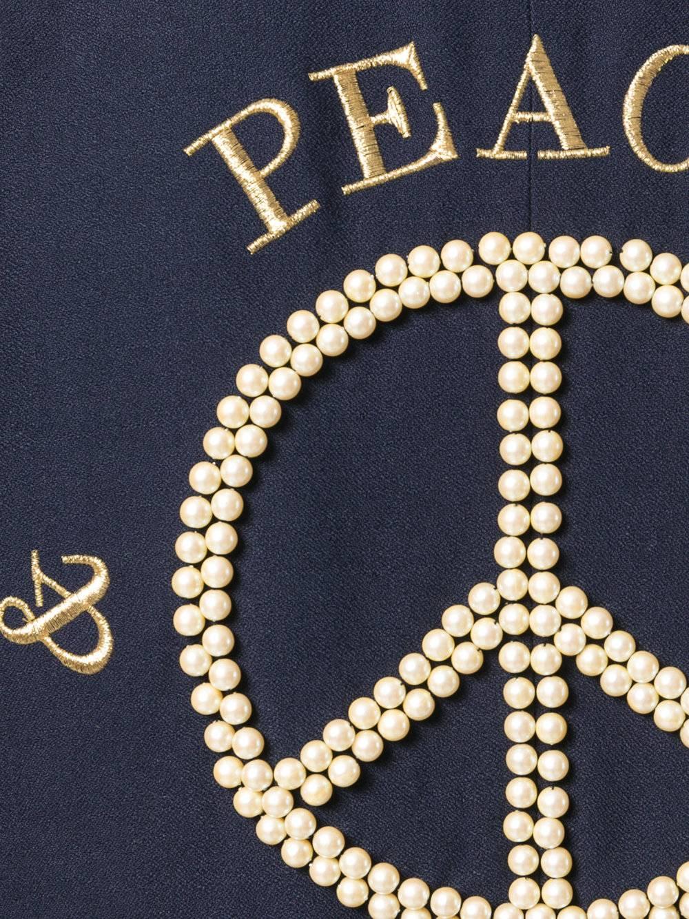 1989 MOSCHINO Couture vintage Peace & Pearls embroidered jacket In Excellent Condition For Sale In London, GB