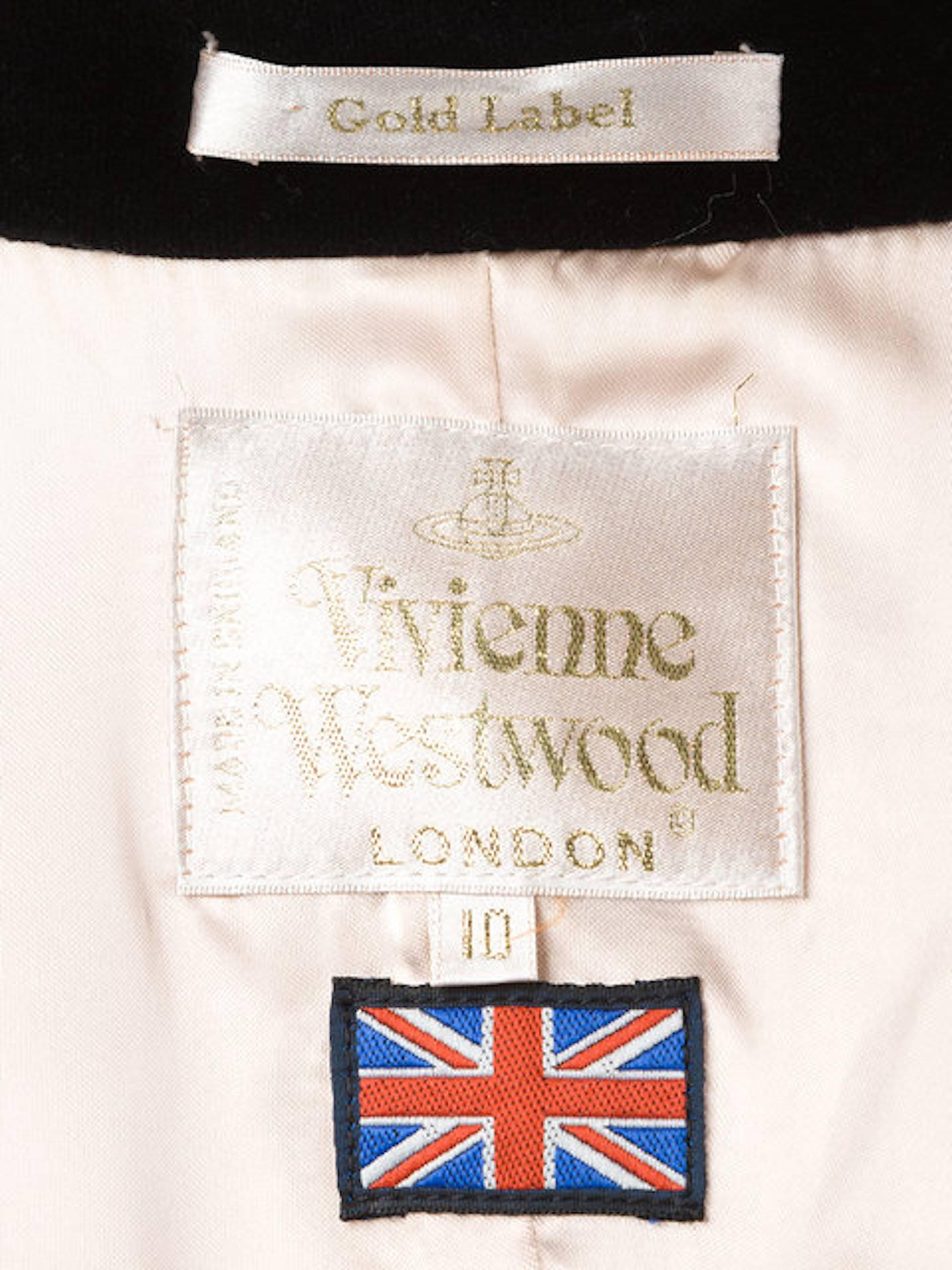 Black cotton Gold Label velvet jacket from VIVIENNE WESTWOOD In Excellent Condition In London, GB