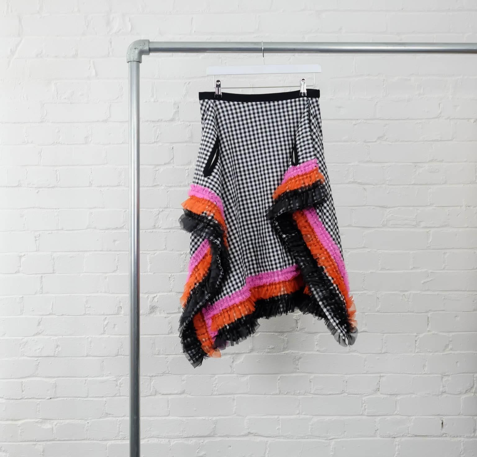Women's 2016 'tricot Comme des Garcons' rectangle ruffles gingham skirt