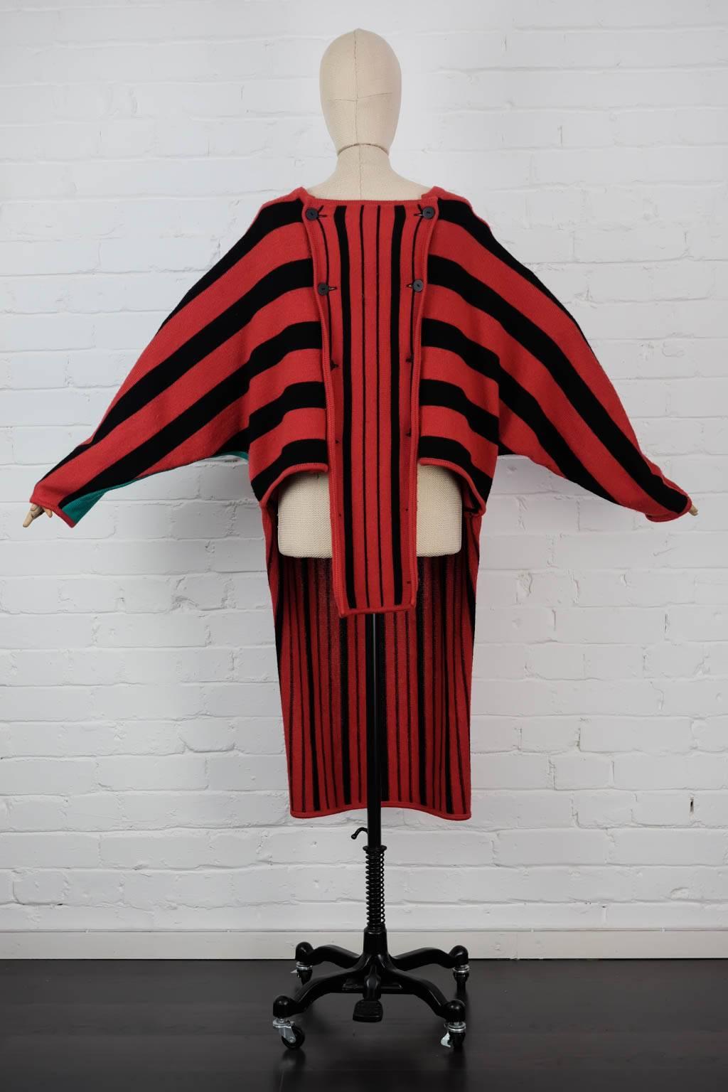 Women's or Men's 1980s Kansai Yamamoto 'Kabuki' knitted dress overcoat For Sale
