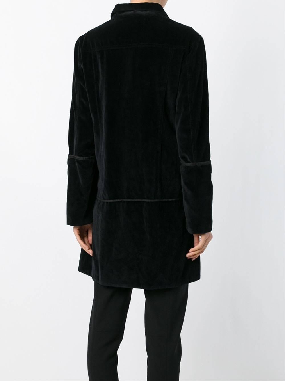 Black 1997  Helmut Lang black velvet coat For Sale
