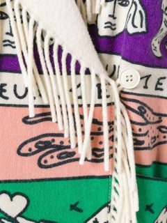 1980s Jean Charles de Castelbajac patterned fringe oversized  coat