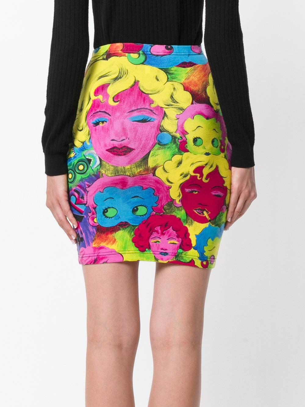 Pink 1991 GIANNI VERSACE Pop Art Marilyn Betty Boop skirt For Sale