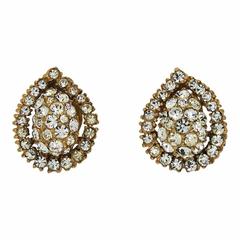 Christian Dior by Mitchel Maer 1950s Vintage Rhinestone Earrings