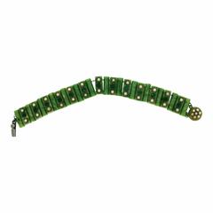 1930s Green Celluloid and Rhinestone Vintage Bracelet