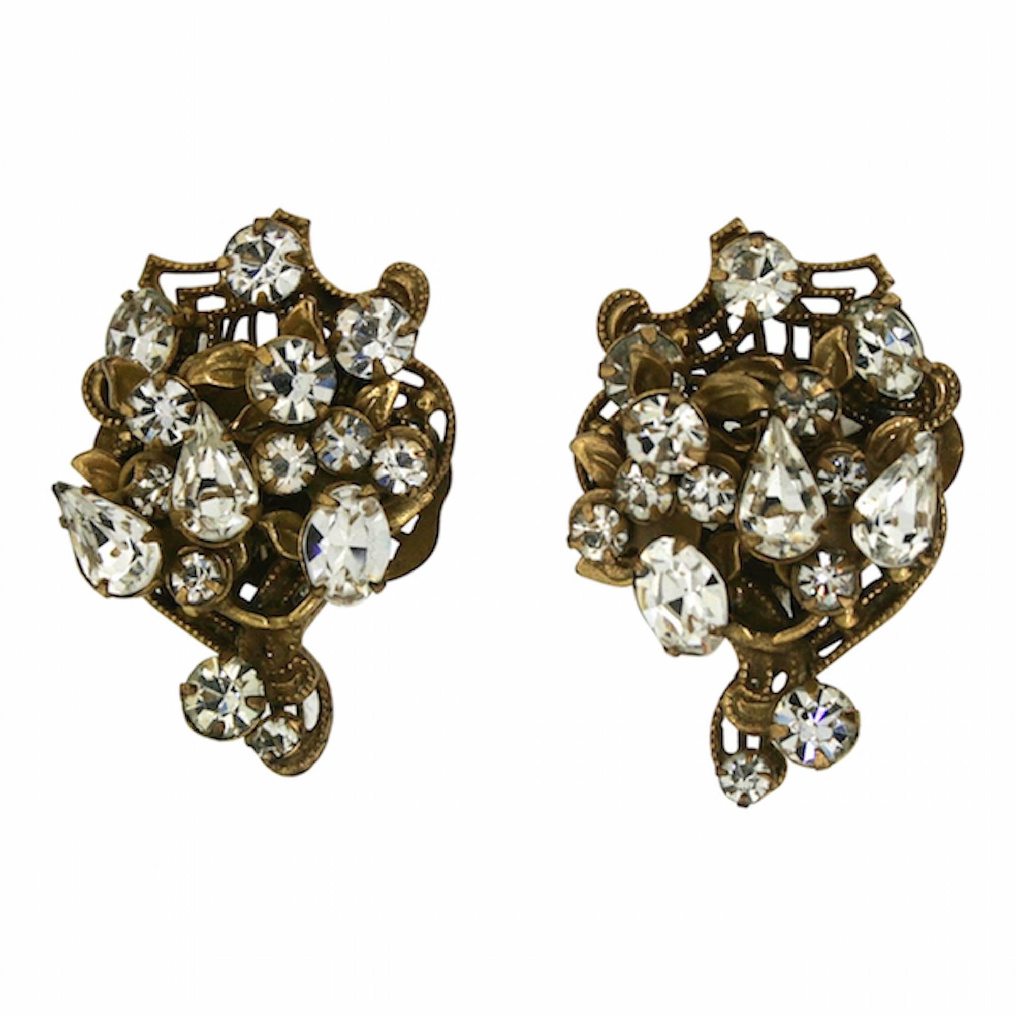 Original by Robert 1950s Vintage Rhinestone Earrings For Sale