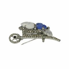 Trifari 1940s Tutti Fruitti Vintage Wheelbarrow Pin