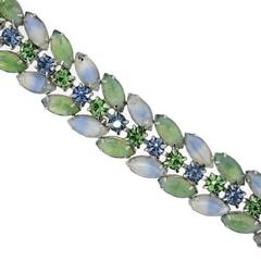 Kramer 1960s Blue and Green Rhinestone Vintage Jewellery Set