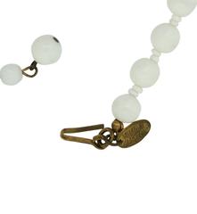 Miriam Haskell 1950s Milk Glass Vintage Necklace and Earrings Set