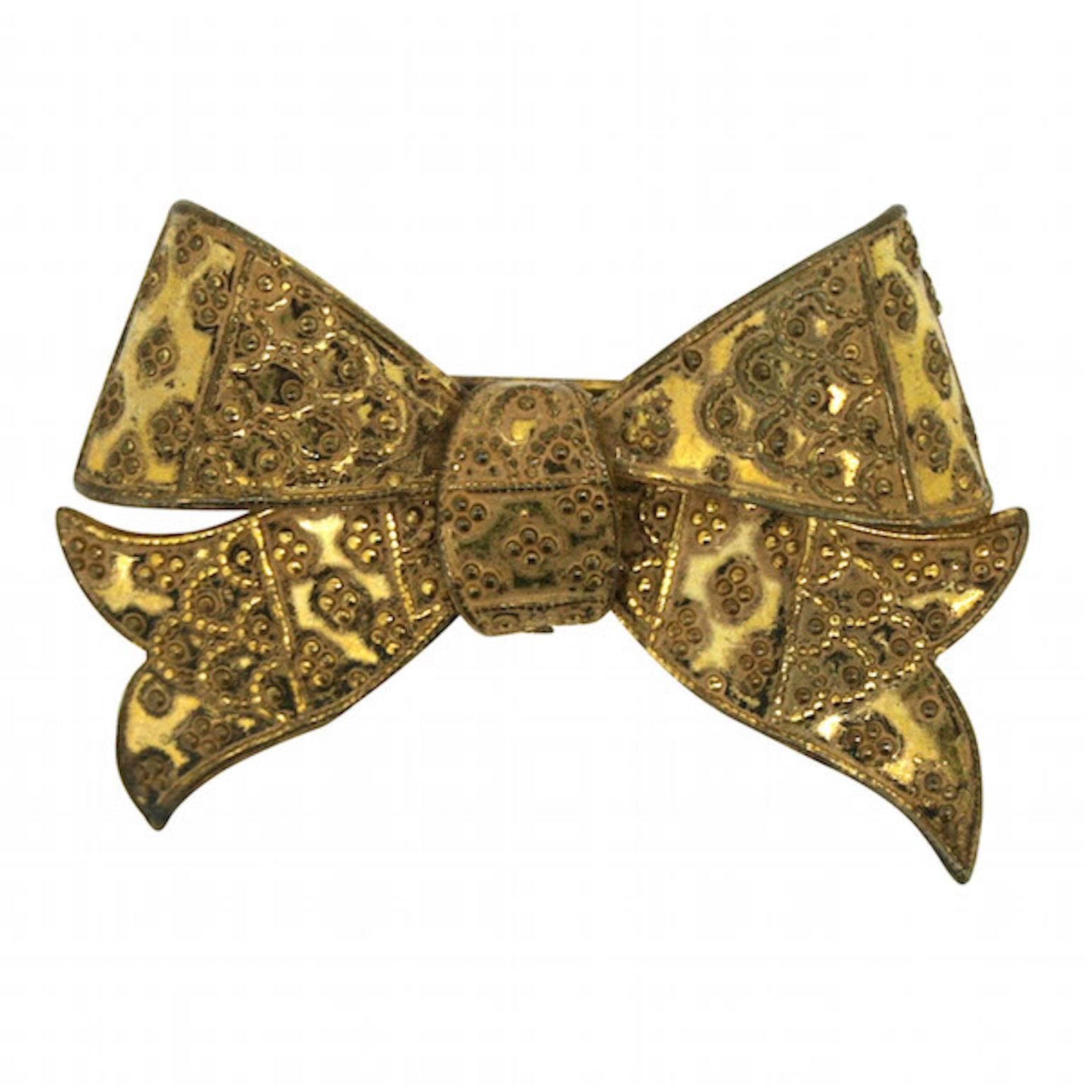 Miriam Haskell 1940s Vintage Bow Brooch For Sale