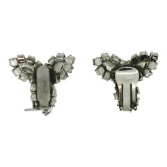 Kramer 1960s Rhinestone Vintage Flower Earrings