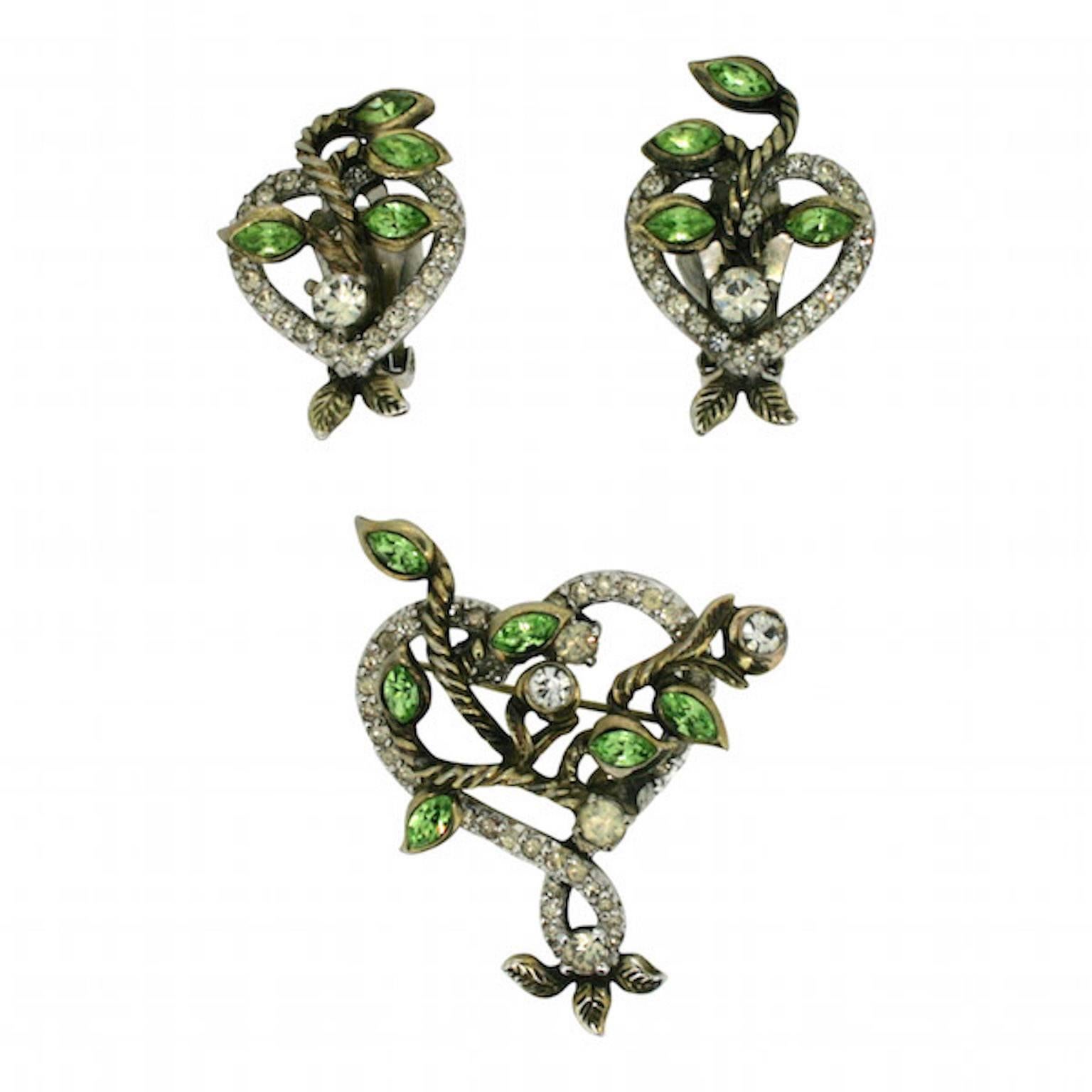 Christian Dior by Mitchel Maer 1950s Vintage Brooch and Earrings Set at 1stDibs
