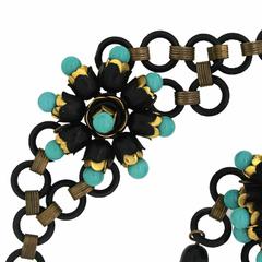 1940s Turquoise Glass and Black Plastic Vintage Jewellery Set