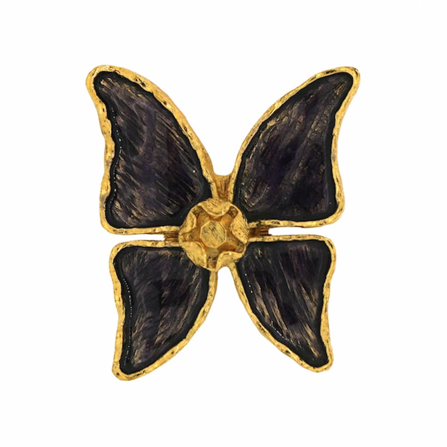 Yves Saint Laurent 1980s Vintage Butterfly Brooch For Sale