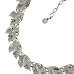 Trifari 1960s Silver Tone Vintage Leaf Necklace