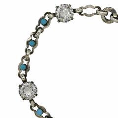 1920s Rhinestone and Faux Turquoise Vintage Bracelet
