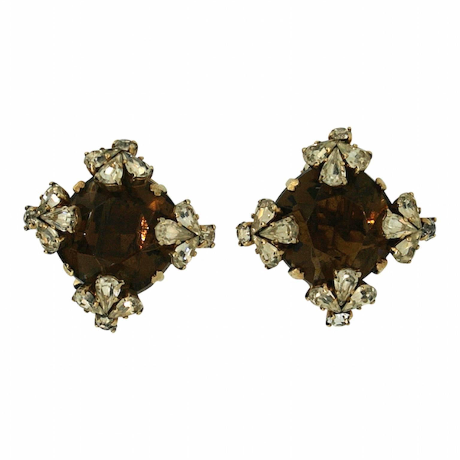 Roger Scemama for Christian Dior 1950s Vintage Rhinestone Earrings