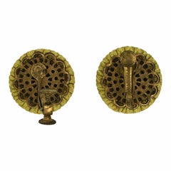 Miriam Haskell 1960s Milk Glass and Fabric Vintage Earrings